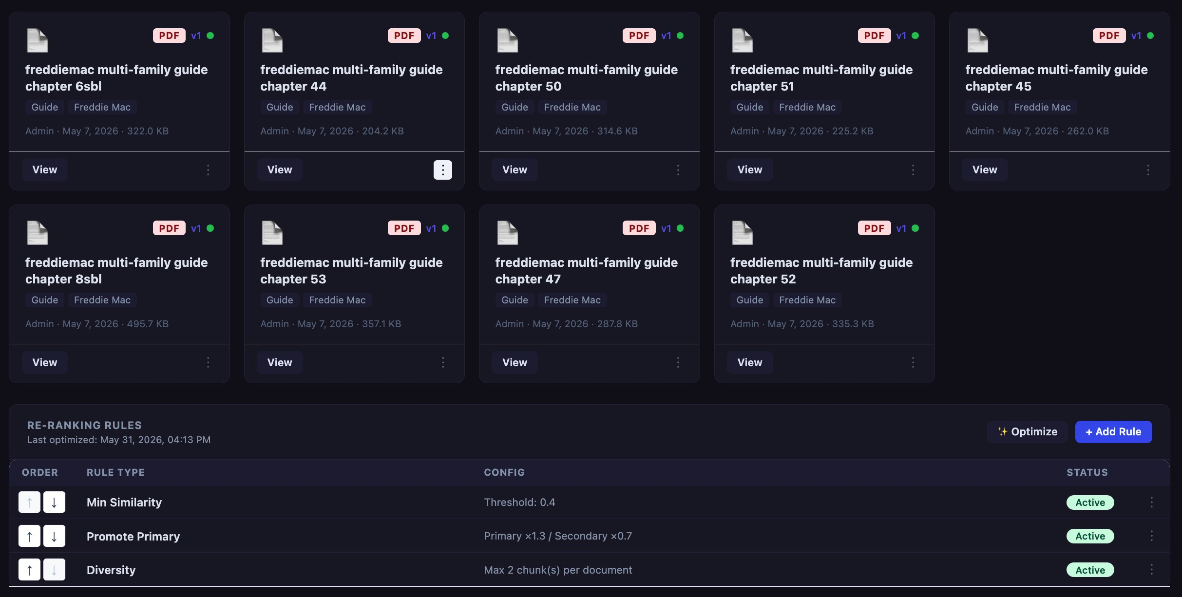Learning Center with re-ranking rules